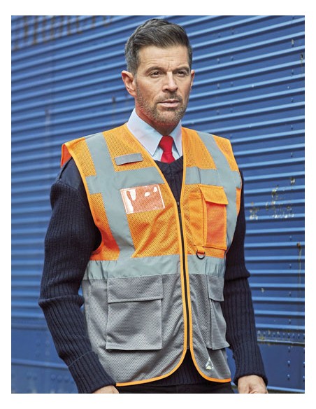 YOK-HVW820-Hi-Vis Top Cool Recycled Open Mesh Executive Waistcoat 2